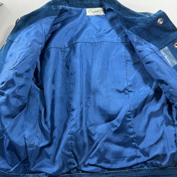 Vintage Blue Suede Trucker Jacket Size Medium Womens Jean Western Boho Spanish - Picture 13 of 13